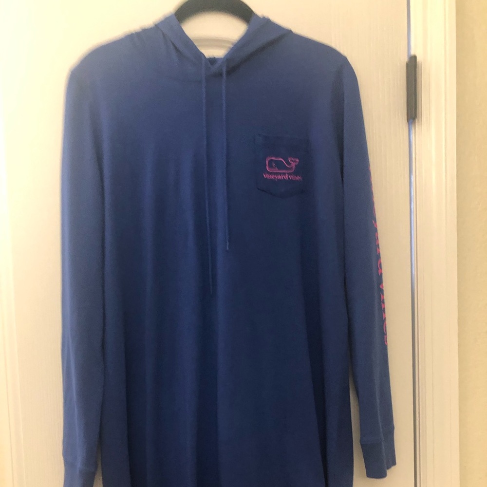 Vineyard Vines Blue Mini Dress with Pink Accents